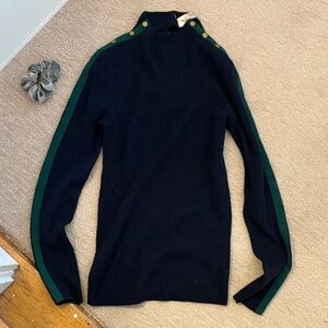 Tory Burch Turtleneck Sweater in Navy and Green